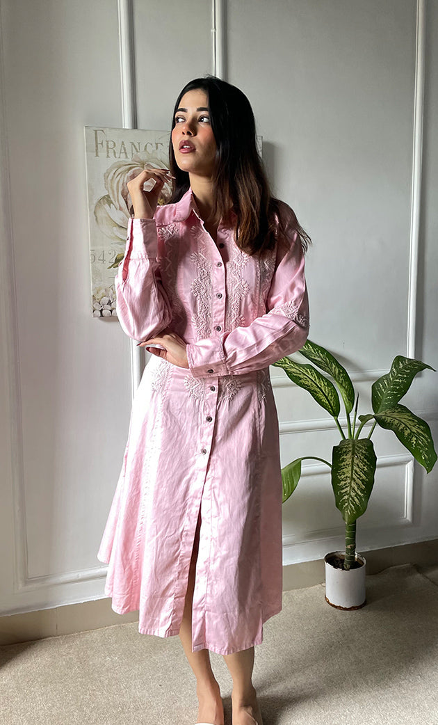 Lucknowi Handcrafted Cotton Chikankari Long Dress