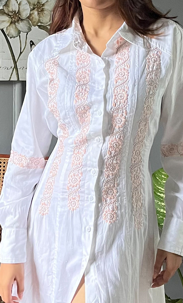 Lucknowi Handcrafted Cotton Chikankari Long Dress