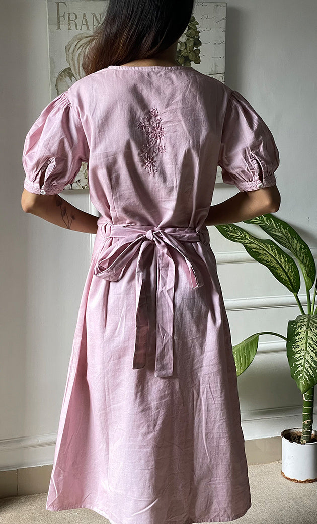 Lucknowi Handcrafted Cotton Chikankari Long Dress