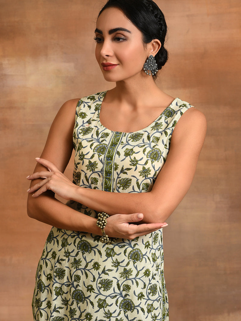 Sleeveless Cotton Kurta Set