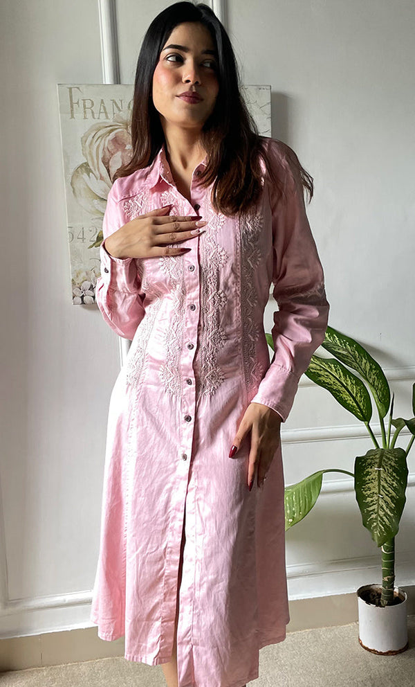 Lucknowi Handcrafted Cotton Chikankari Long Dress