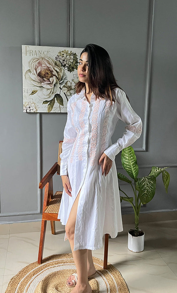 Lucknowi Handcrafted Cotton Chikankari Long Dress