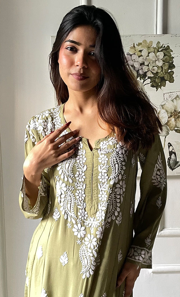 Lucknowi Handcrafted Cotton Chikankari Dress