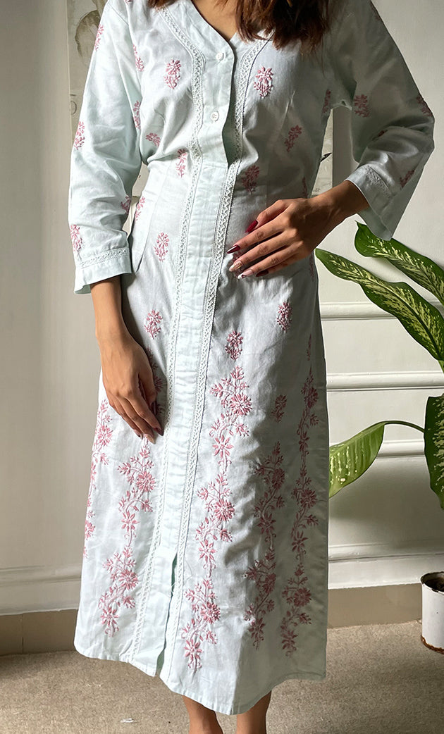 Lucknowi Handcrafted Cotton Chikankari Long Dress
