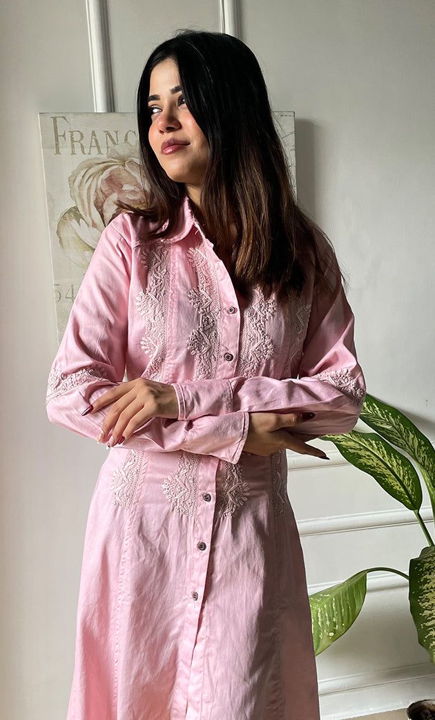 Lucknowi Handcrafted Cotton Chikankari Long Dress