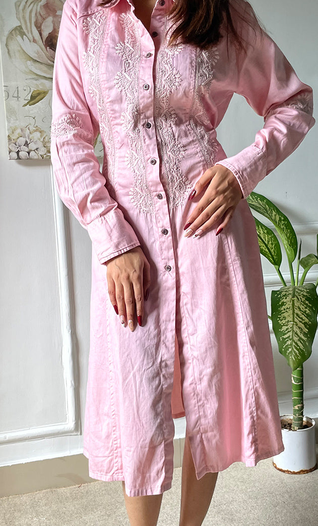 Lucknowi Handcrafted Cotton Chikankari Long Dress